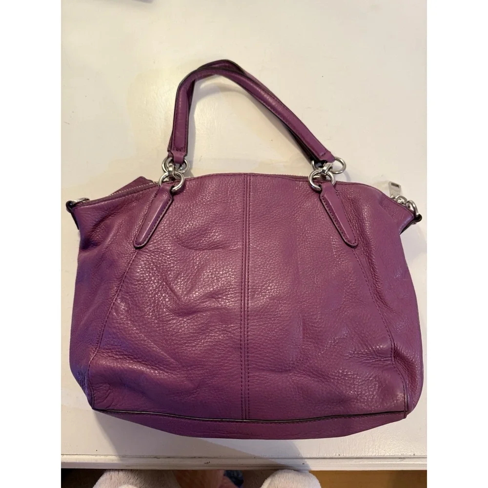 COACH Kelsey Purple  Crossbody Satchel Luxury‎ Designer Pebbled Leather 38675